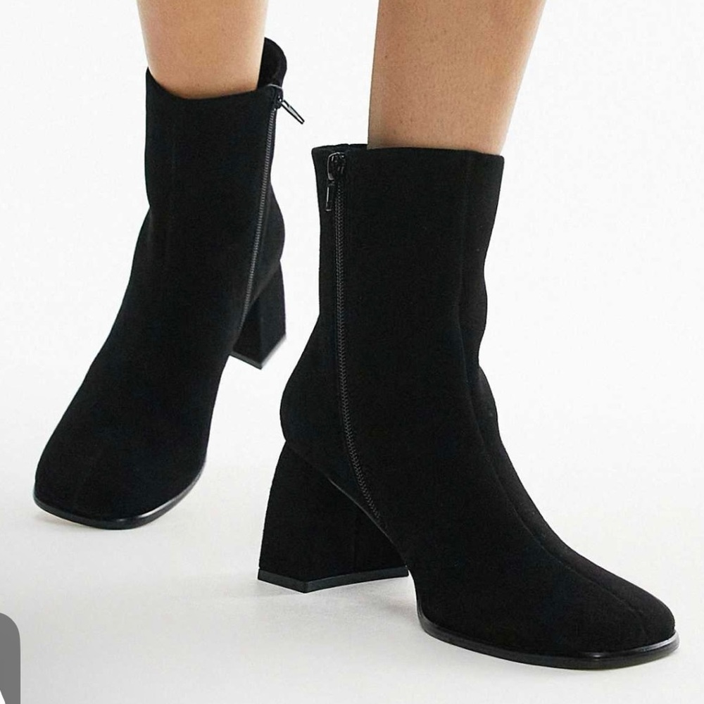 Topshop Wide Fit Black Ankle Boots